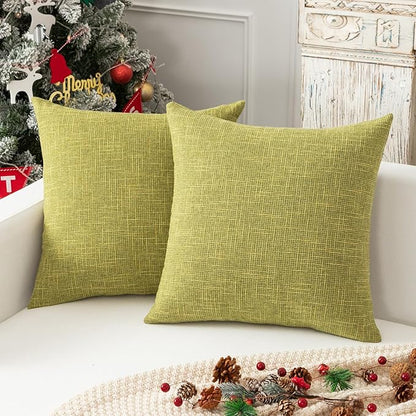 Kevin Textile Pack of 2, Decorative 2 Tone Fresh Linen Pillow Covers Cushion by KevinTextile