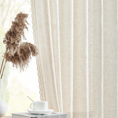 jinchan Linen Curtains for Living Room Bedroom Light Filtering Semi Sheer - Image 9