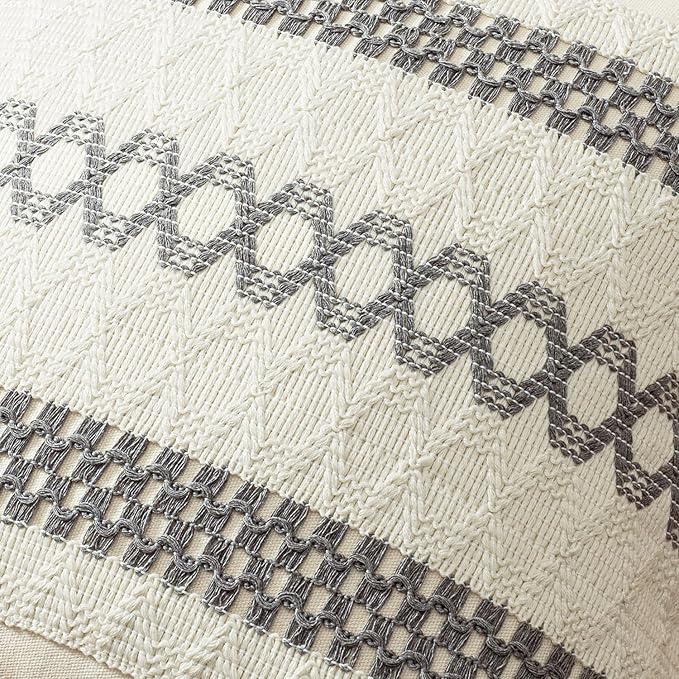 MIULEE Set of 2 Gray Boho Decorative Pillow Covers 20x20 Inch Farmhouse Rustic - Image 4