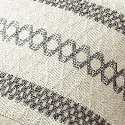 MIULEE Set of 2 Gray Boho Decorative Lumbar Pillow Covers 12x20 Inch Farmhouse - Image 4