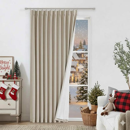 Vision Home Sand Pinch Pleated Full Blackout Curtains Linen Blended Room by VisionHome