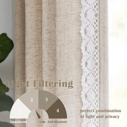 jinchan Linen Curtains for Living Room Bedroom Light Filtering Semi Sheer - Image 6