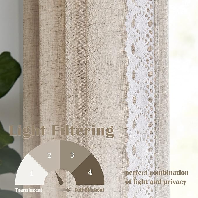 jinchan Linen Curtains for Living Room Bedroom Light Filtering Semi Sheer - Image 6