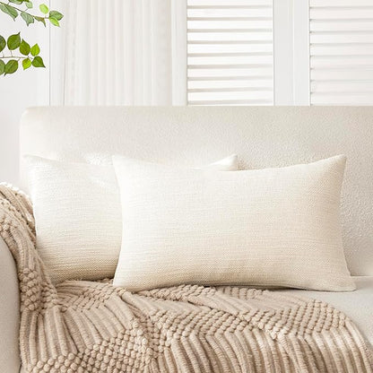 Foindtower Set of 2 Decorative Textured Burlap Linen Throw Pillow Covers by Foindtower
