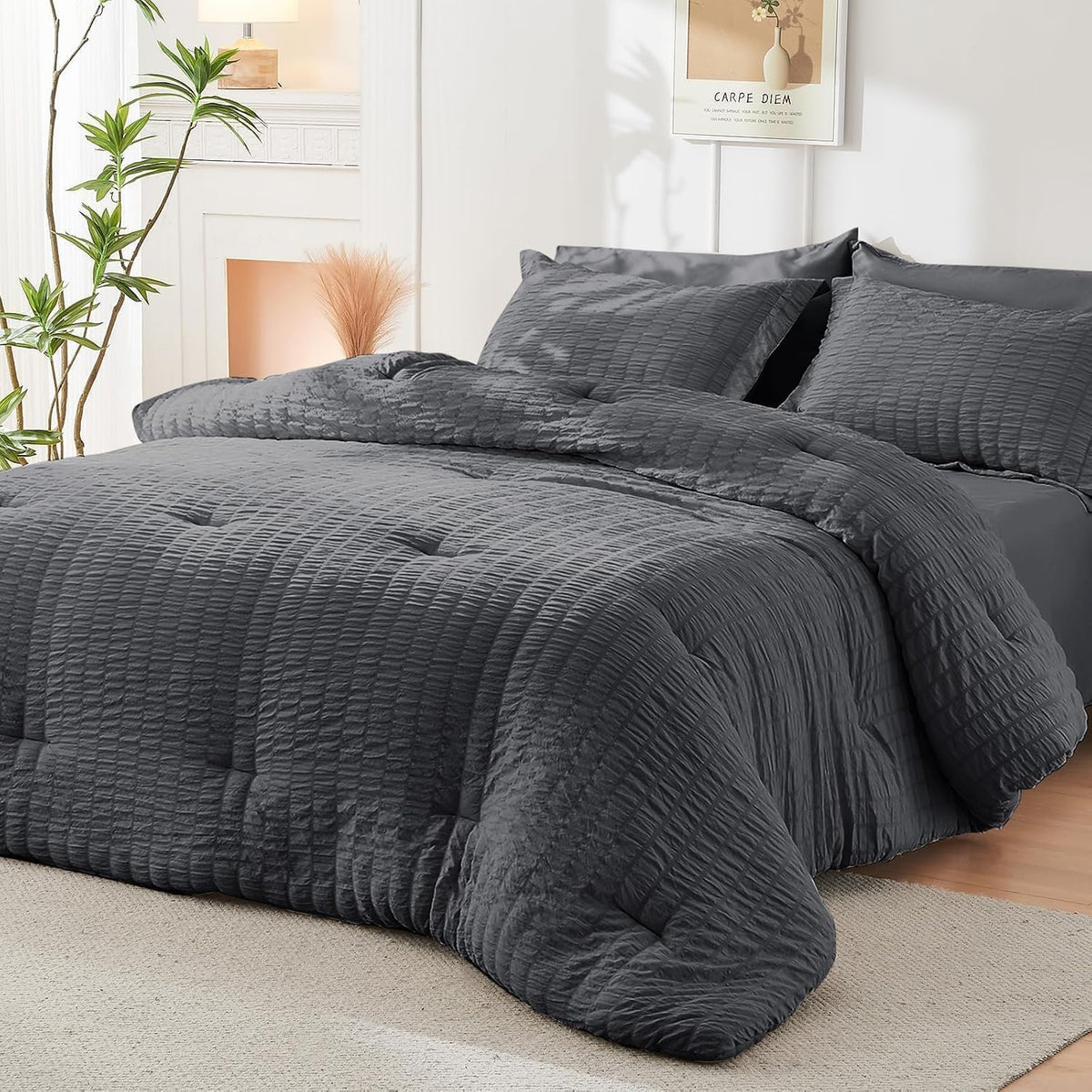 king comforter set - 7pcs bed in a, front angle view