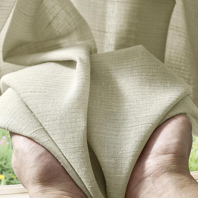 jinchan Linen Pinch Pleated Kitchen Curtains 36 Inch 2 Panels, Natural Linen - Image 9