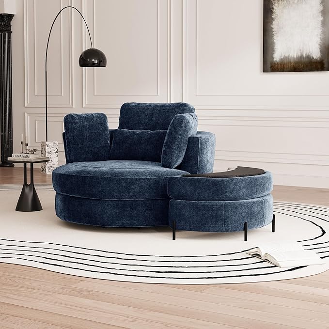 Aoiy & Wifon 50.2'' W Oversized Swivel Barrel Chair - Image 7