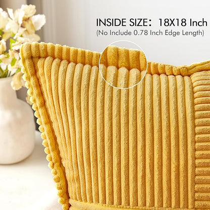 MIULEE Golden Yellow Corduroy Pillow Covers 18x18 Inch - Image 2