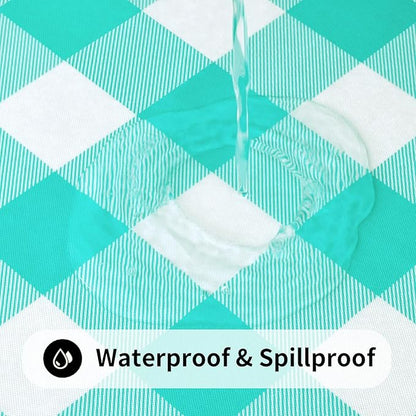 Smiry Rectangle Picnic Table Cloth, Elastic Waterproof Fitted Vinyl Tablecloths - Image 3