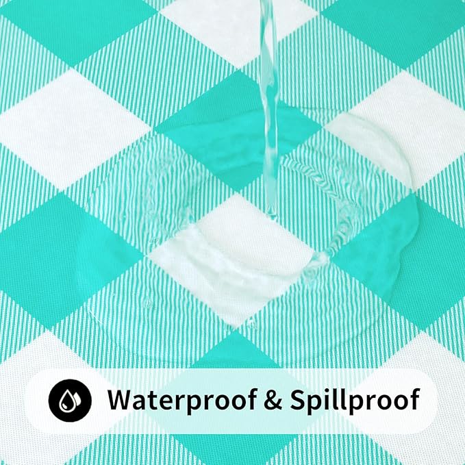 Smiry Rectangle Picnic Table Cloth, Elastic Waterproof Fitted Vinyl Tablecloths - Image 3