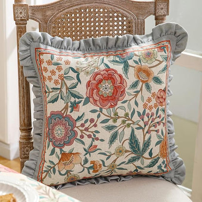 Floral Throw Pillow Covers Set of 2, Cottage Rustic - Image 8