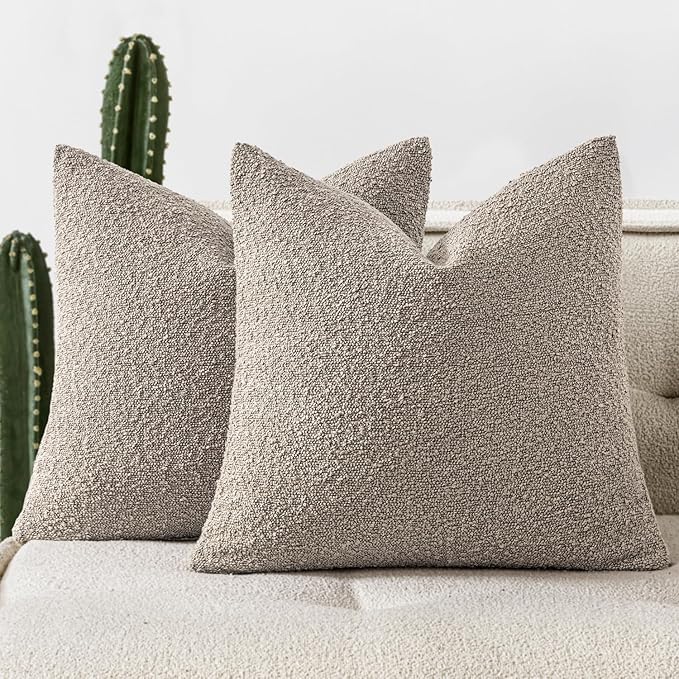 Woaboy Pack of 2 20x20 Inch Decorative Boucle Throw Pillow Covers Textured by Woaboy
