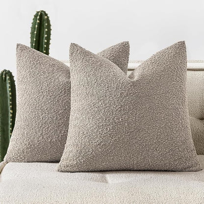 Woaboy Pack of 2 20x20 Inch Decorative Boucle Throw Pillow Covers Textured by Woaboy