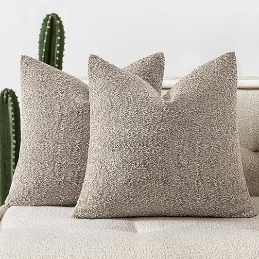 Woaboy Pack of 2 20x20 Inch Decorative Boucle Throw Pillow Covers Textured by Woaboy