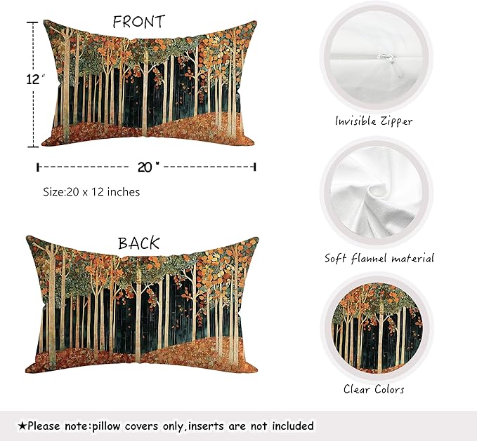 Rustic William Morris Inspired Autumn Forest Decor Pillow Covers 18x18 - Image 2