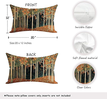 Rustic William Morris Inspired Autumn Forest Decor Pillow Covers 18x18 - Image 2