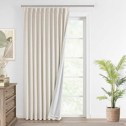 Vision Home Natural Pinch Pleated Full Blackout Curtains Linen Blended Room by VisionHome