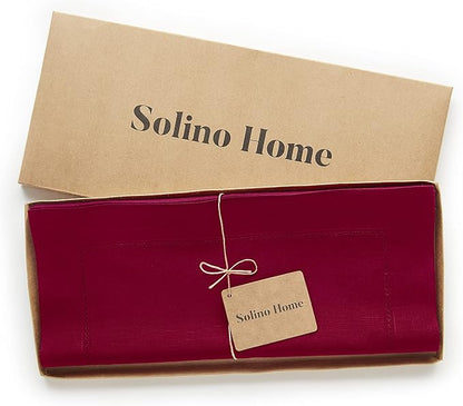 Solino Home Red Hemstitch Table Runner 48 Inches - Image 5