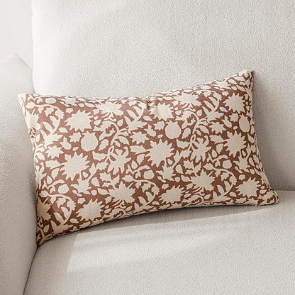 Foindtower Set of 2 Decorative Neutral Floral Throw Pillow Covers Accent - Image 3