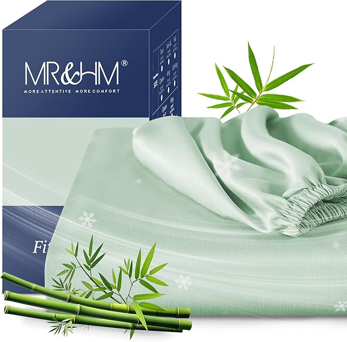 MR&HM California King Fitted Sheet, Ultra-Soft Rayon Derived from Bamboo & by MRHM