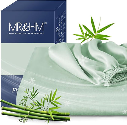 MR&HM Full Fitted Sheet Only, Ultra-Soft Rayon Derived from Bamboo & Polyester by MRHM