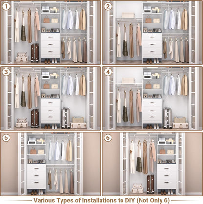 besiost closet system with drawer - 8ft wood showing dimensions
