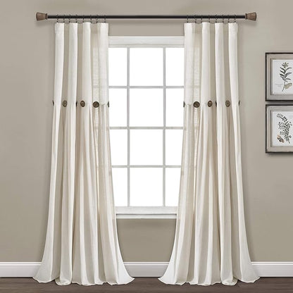 Lush Decor Linen Button Window Curtain Panel, Off White by LushDecor