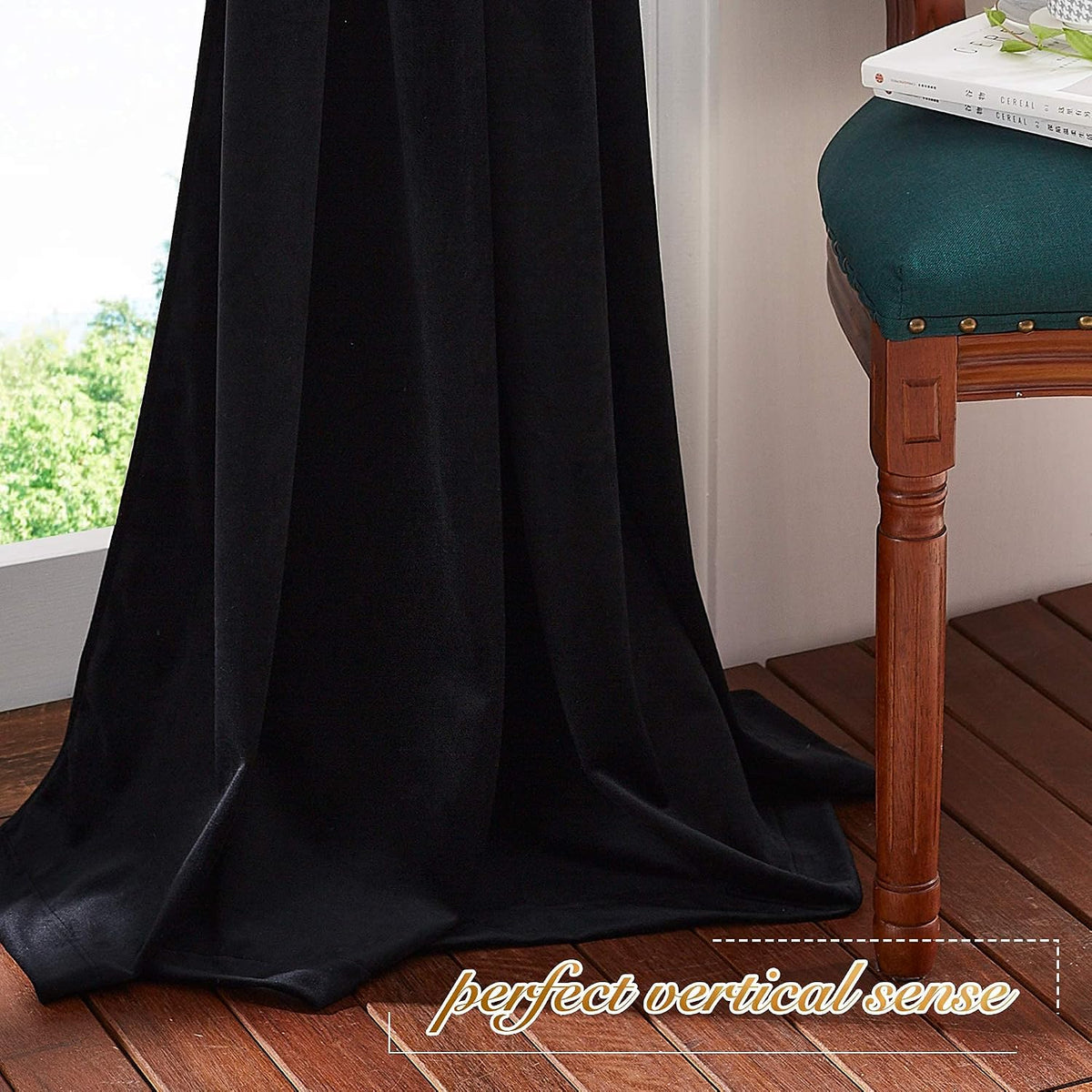 nicetown black out velvet curtains 63 inches long on a desk or shelf