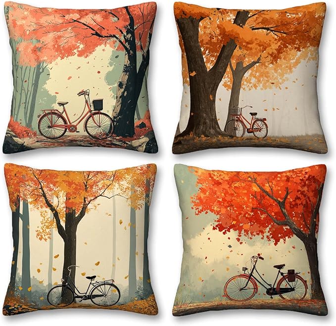 Throw Pillow Covers | 18x18 Set of 4 Seasonal Decorative Cushion Covers | Couch by YucZiken
