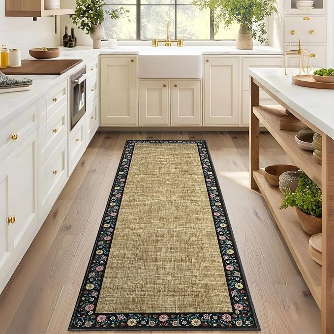 GarveeHome Entryway Rug 2x6 Modern Bordered Runner Rug Washable Kitchen Runners by GarveeHome