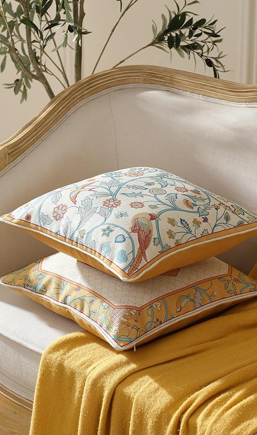 patdrea Design Yellow Linen Throw Pillow Covers Pack of 4, French Square Lumbar - Image 8