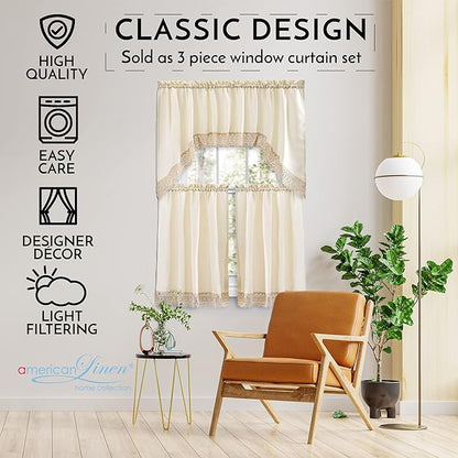 American Linen Café Curtains for Kitchen, Bathroom Curtains - Image 5