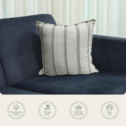 SanVia Grey Hearth Premium Cotton Throw Pillow Covers, 20 x 20 Inches, - Image 4