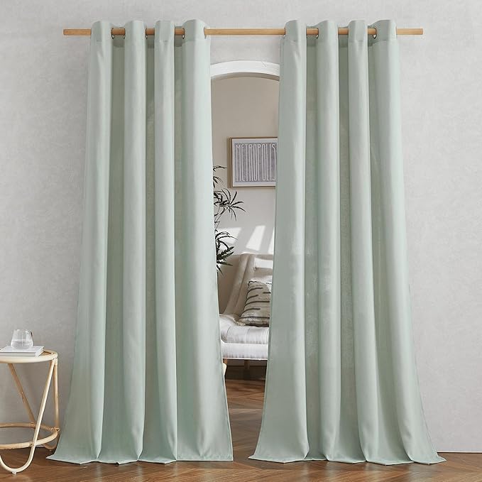 NICETOWN Linen Flax Semi Sheer Curtains 94" Length, Grommet Window Treatments by NICETOWN
