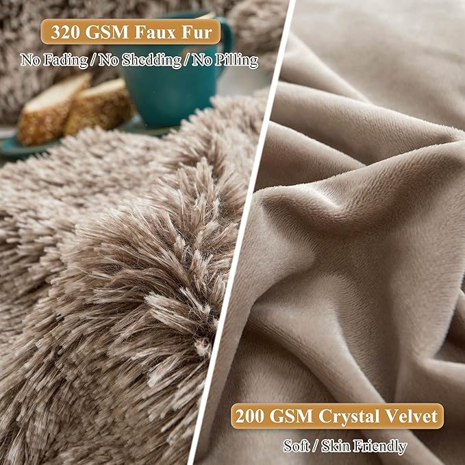 XeGe Fluffy Faux Fur Pillow Cases, Ultra Soft Plush Shaggy Fuzzy Pillowcases - Image 4