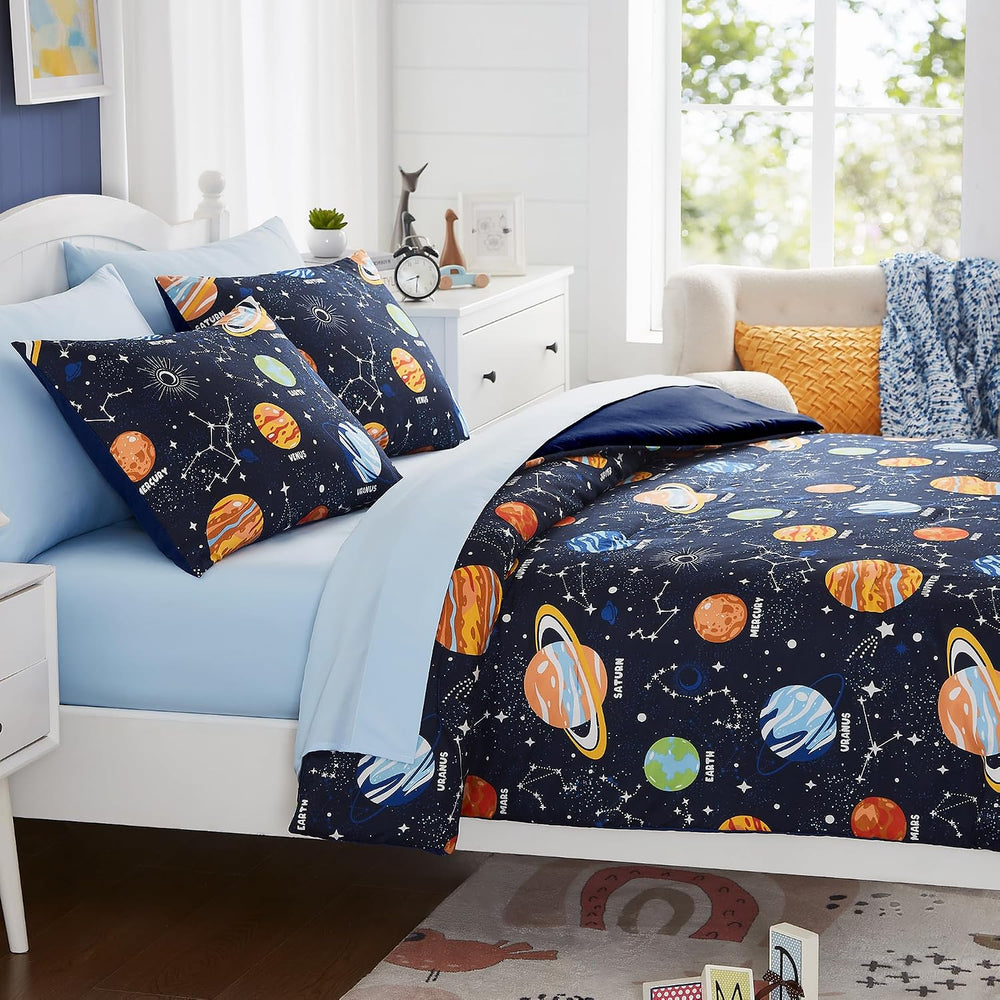 Boys Full Size Bedding Set -7 Pieces Space Bedding Full Size Comforter Sets