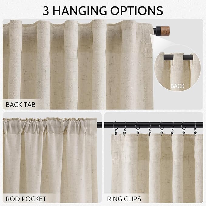 Nanspring Boho Linen Curtains 84 Inches Long - Image 2