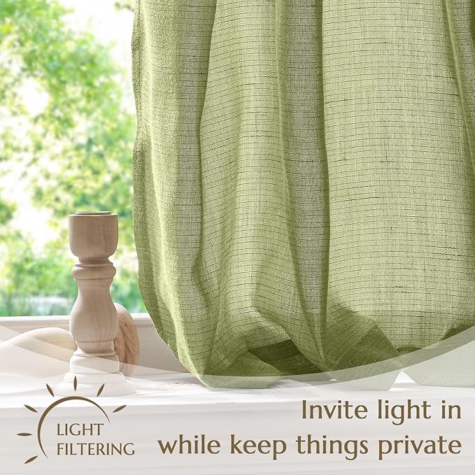jinchan Linen Pinch Pleated Kitchen Curtains 36 Inch 2 Panels, Natural Linen - Image 5
