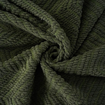 BATTILO HOME Olive Green Chenille Throw Blanket - Image 8