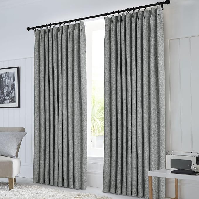 Macochico 100% Blackout Pinch Pleated Linen Curtains Thermal Window Treatments - Image 2