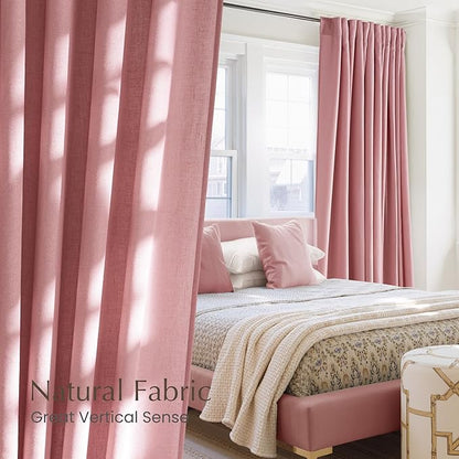 NICETOWN Thick Linen Pink Curtains - Image 4