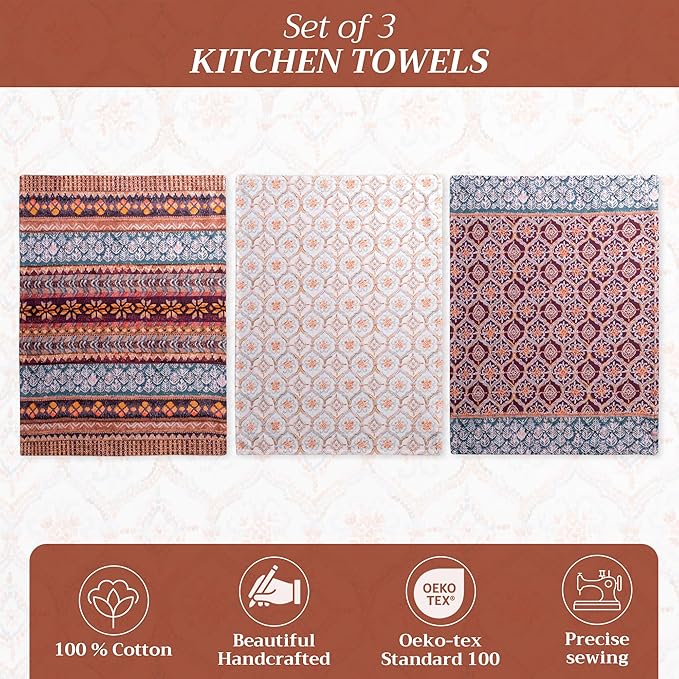 Maison d' Hermine Kitchen Towels Set of 3 100% Cotton 20" x 27.5" Reusable - Image 2