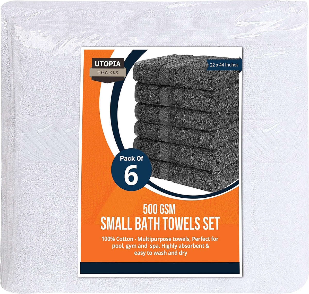 utopia towels 6 pack medium bath towel set, close-up detail