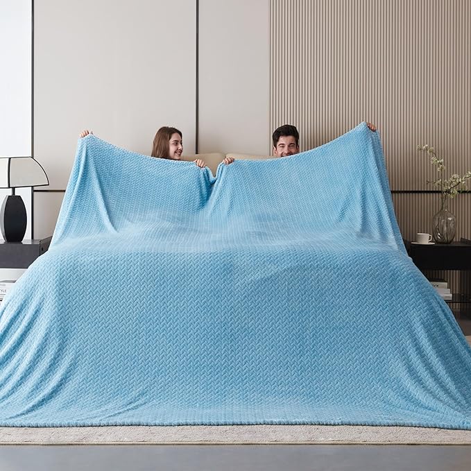 Oversized King Fleece Blanket 120x120 Inches, Seamless Soft Cozy 3D Jacquard - Image 2