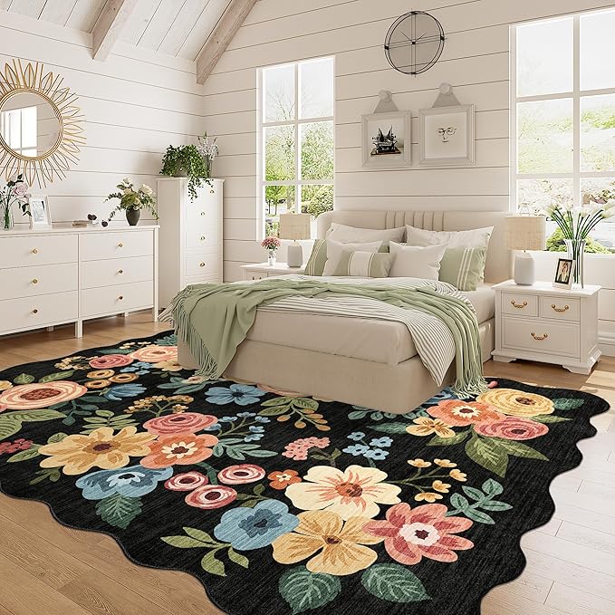 DUKINO 5x7 Area Rug, Floral Washable Rugs - Image 3