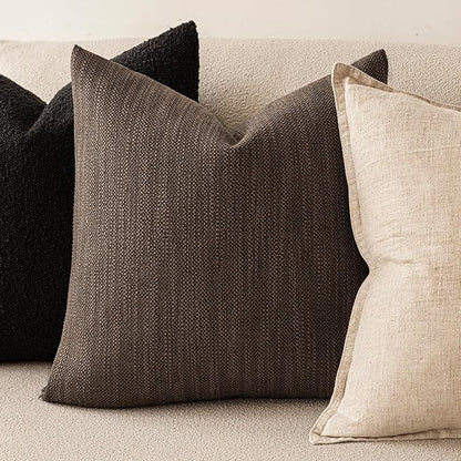 Foindtower Set of 2 Decorative Textured Burlap Linen Throw Pillow Covers - Image 4