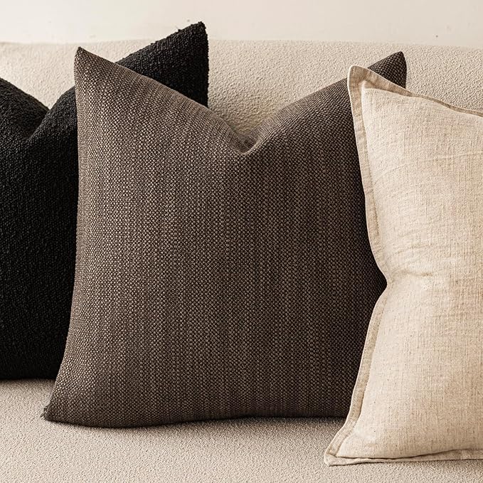 Foindtower Set of 2 Decorative Textured Burlap Linen Throw Pillow Covers - Image 4