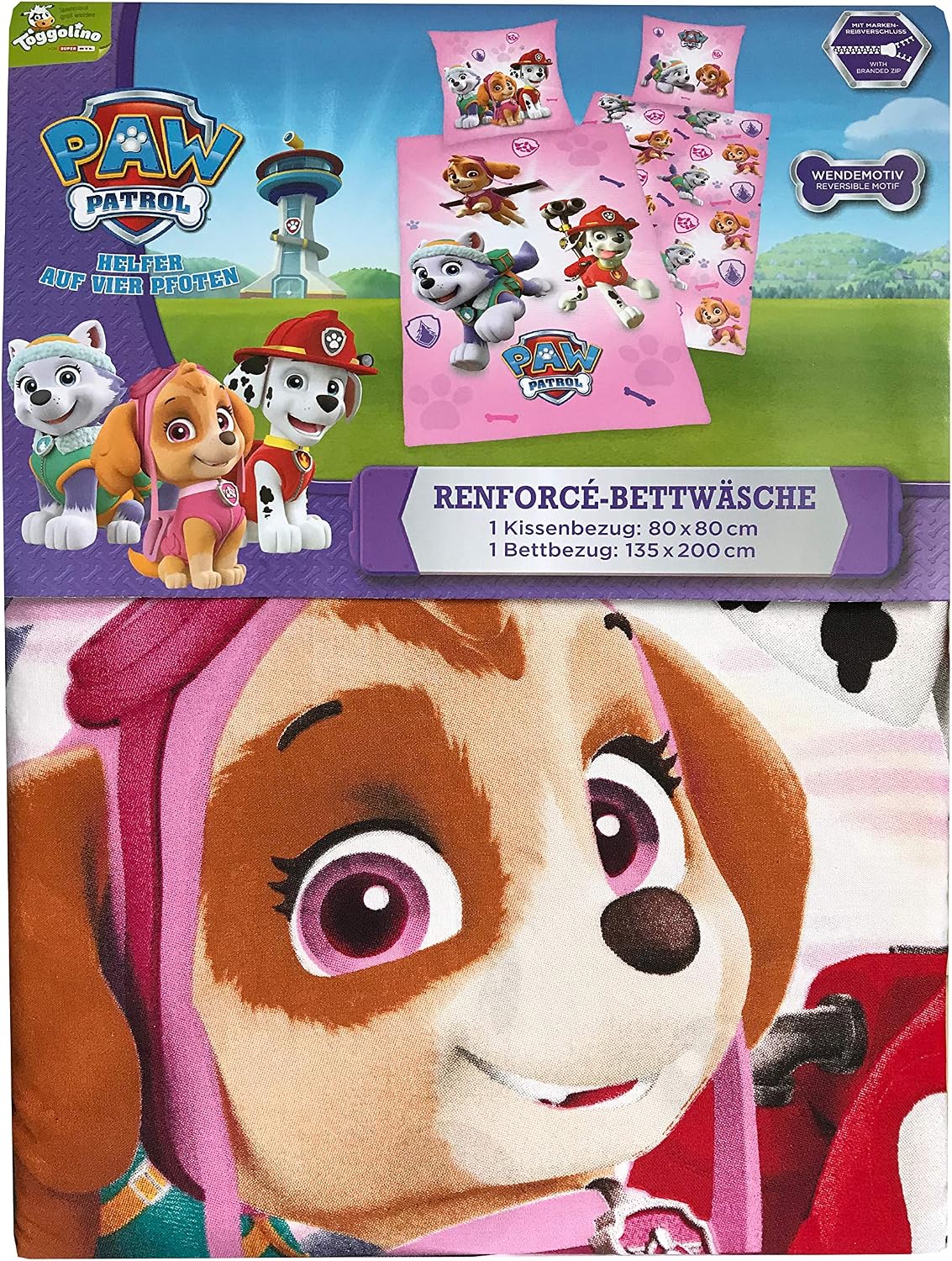 Paw Patrol Bed Linen, Cotton, Pink, 200 x 135 x 0.2 cm