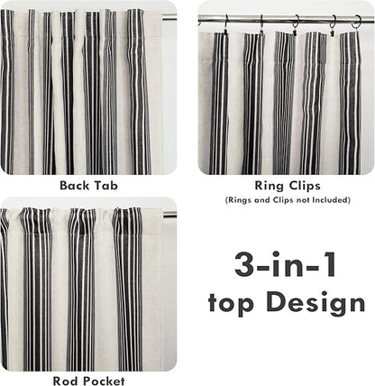 DriftAway Farmhouse Vertical Striped Linen Blend Textured Light Filtering Semi - Image 7