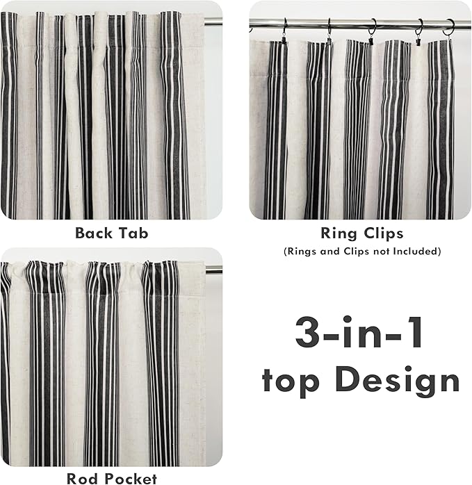DriftAway Farmhouse Vertical Striped Linen Blend Textured Light Filtering Semi - Image 5